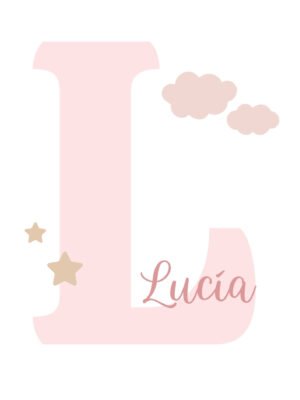 Lámina con nombre de bebé rosa personalizada Lámina con nombre de bebé rosa personalizada