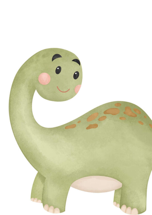 Lámina infantil dinosaurio verde sonriente