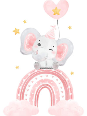 Lámina infantil elefante rosa