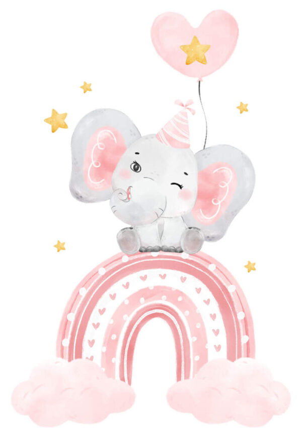 Lámina infantil elefante rosa