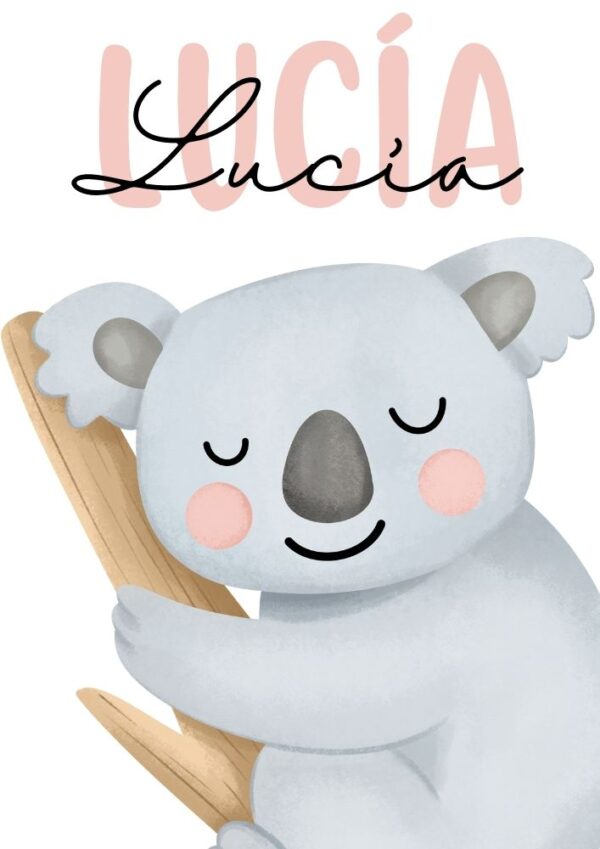 Lámina infantil koala personalizada