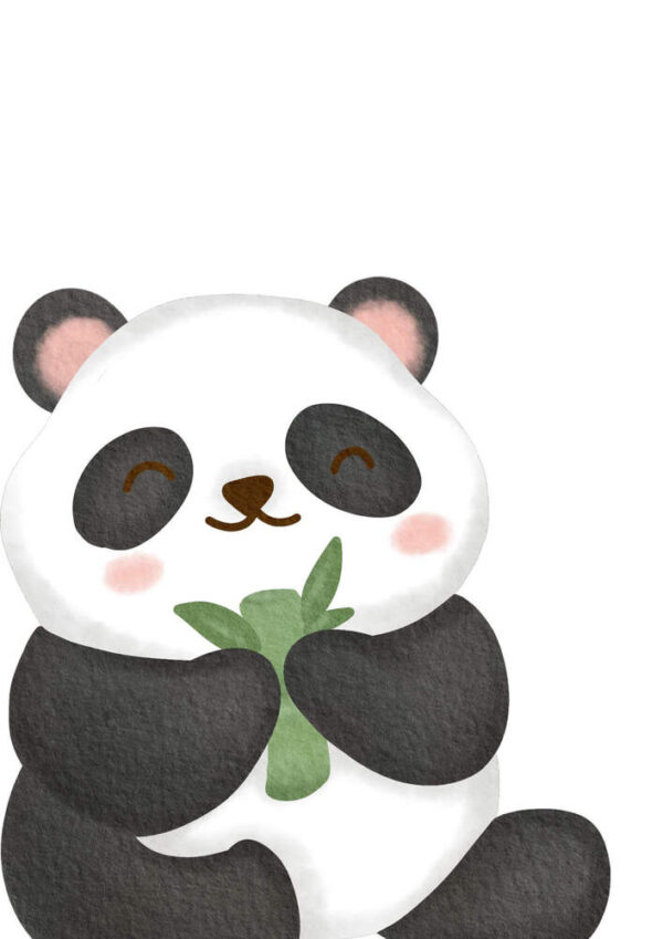 Lámina infantil panda sonriente con bambú