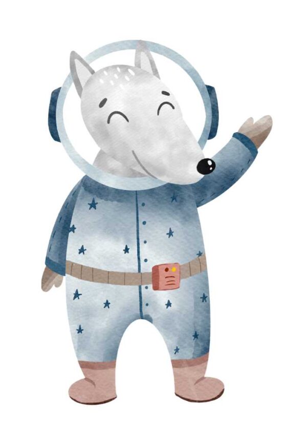 Lámina infantil lobo astronauta