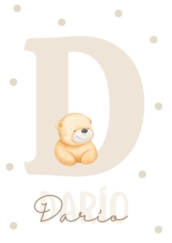 Initial with name cute bear print