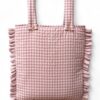 Bolso para carro Vichy rosa con volante