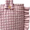 Bolso para carro Vichy rosa con volante detalle