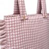 Bolso para carro Vichy rosa con volante frente