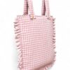 Bolso para carro Vichy rosa con volante lateral