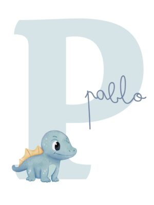 Lámina inicial con nombre Dino azul