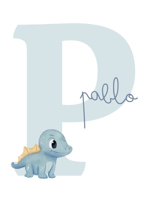 Lámina inicial con nombre Dino azul Lámina inicial con nombre Dino azul