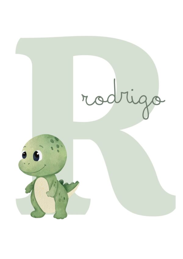 Lámina inicial con nombre Dino verde Lámina inicial con nombre Dino verde