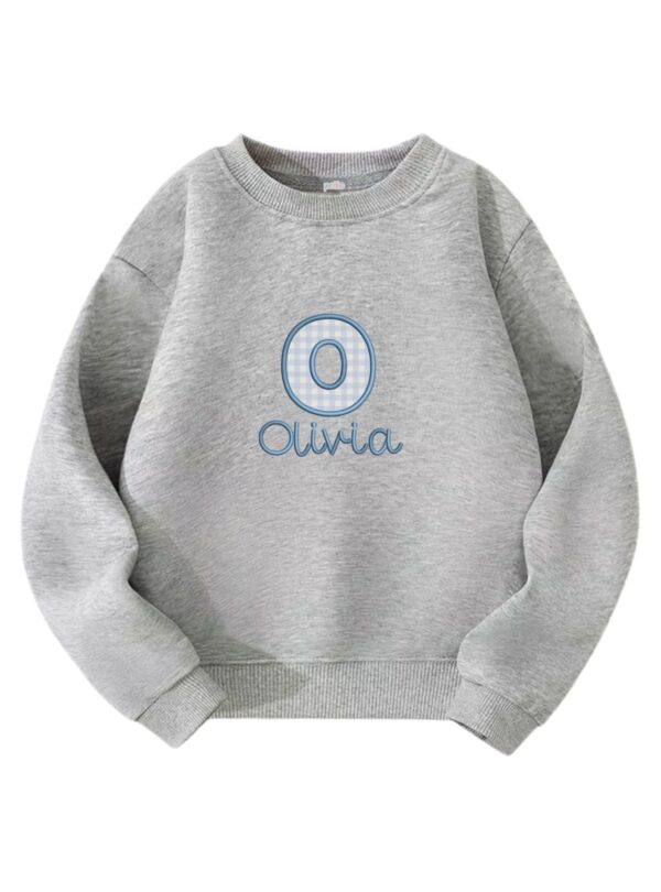 Sudadera Infantil Gris Bordada Vichy Azul 230