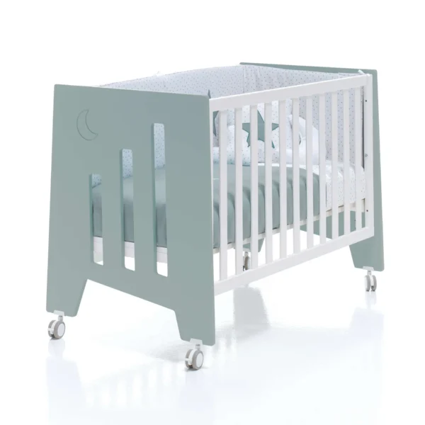 Minicuna 60x80 cm y cuna 60x120 cm Omni Tre verde eucalipto (7en1)