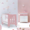 Minicuna 60x80 cm y cuna 60x120 cm Omni Tre Quarzo rosa (7en1)