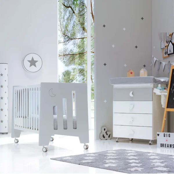Minicuna 60x80 cm y cuna 60x120 cm Omni Tre Grey gris (7en1)