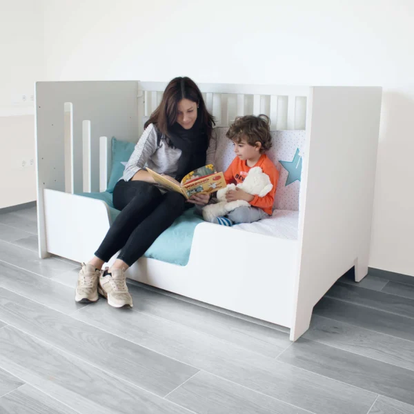 Cuna-escritorio evolutiva Omni XL Blanca 70x140 cm (2en1)