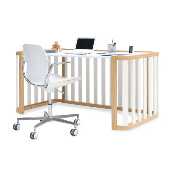 Minicuna-cuna-cama-escritorio Crea Plus Tre madera/blanco (4en1)