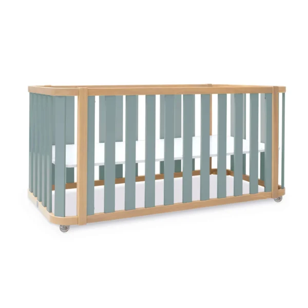 C350-M5057-CU-LAT-SIN Minicuna-cuna-cama-escritorio Crea Plus Tre madera/verde (4en1)