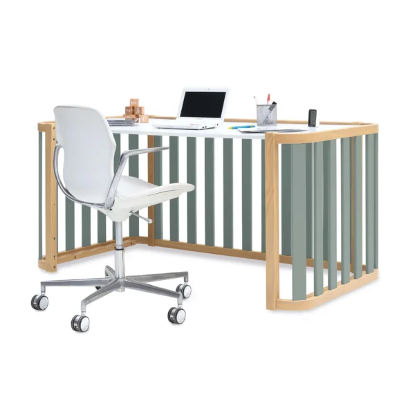 C350-M5057-ESC Minicuna-cuna-cama-escritorio Crea Plus Tre madera/verde (4en1)