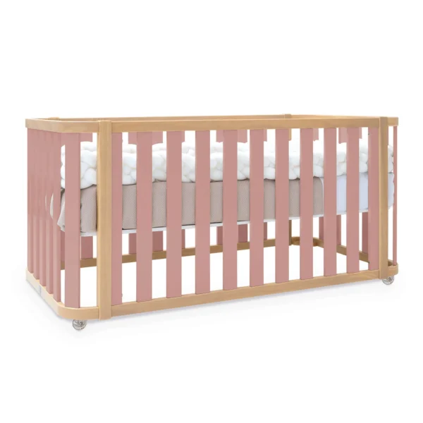 C350-M5059-TX122-CU-LAT Minicuna-cuna-cama-escritorio Crea Plus Tre madera/rosa (4en1)