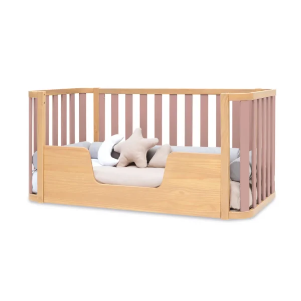 C350-M5059-TX122-JU Minicuna-cuna-cama-escritorio Crea Plus Tre madera/rosa (4en1)