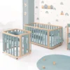 Minicuna-cuna-cama-escritorio Crea Plus Tre madera/verde (4en1)