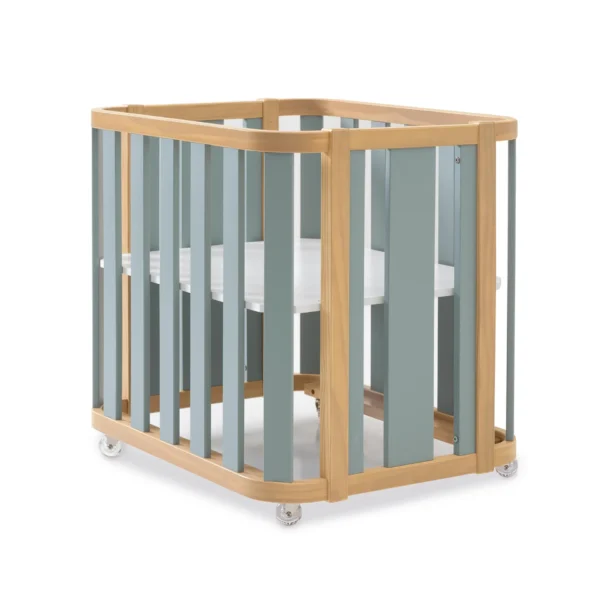 C354-M5057-MIN-FRO Minicuna-cuna-cama-escritorio Crea Plus Tre madera/verde (4en1)