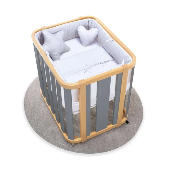 Minicuna-cuna-cama-escritorio Crea Plus Tre madera/gris (4en1)