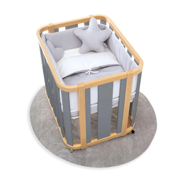 Minicuna-cuna-cama-escritorio Crea Plus Tre madera/gris (4en1)