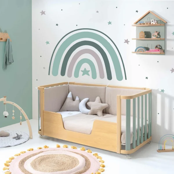 CREAPLUS-CAMA-AMB-M5057 Minicuna-cuna-cama-escritorio Crea Plus Tre madera/verde (4en1)