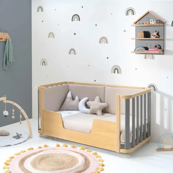 Minicuna-cuna-cama-escritorio Crea Plus Tre madera/gris (4en1)
