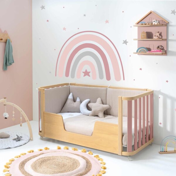 CREAPLUS-CAMA-AMB-M5059 Minicuna-cuna-cama-escritorio Crea Plus Tre madera/rosa (4en1)
