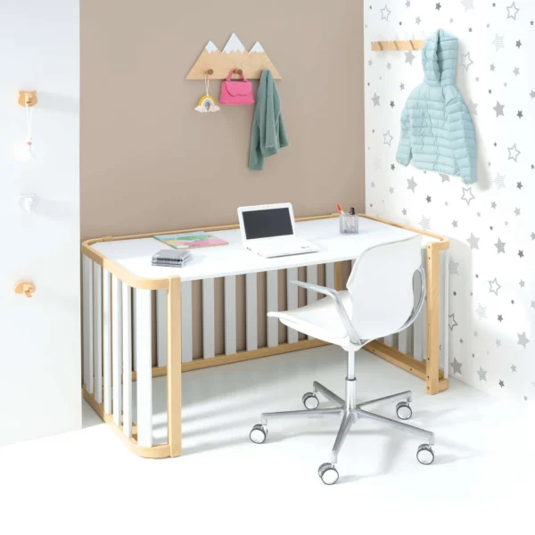 Minicuna-cuna-cama-escritorio Crea Plus Tre madera/blanco (4en1)