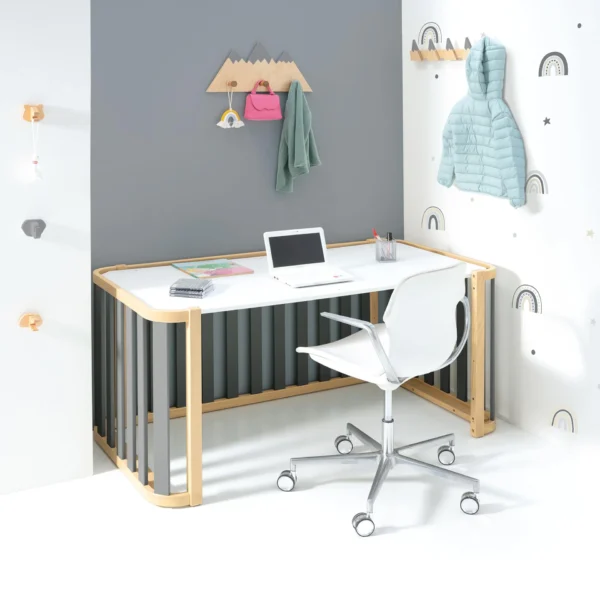 Minicuna-cuna-cama-escritorio Crea Plus Tre madera/gris (4en1)