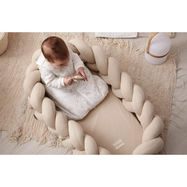 Cuna nido trenzada detalle 2 Cuna nido para bebé trenzada lino