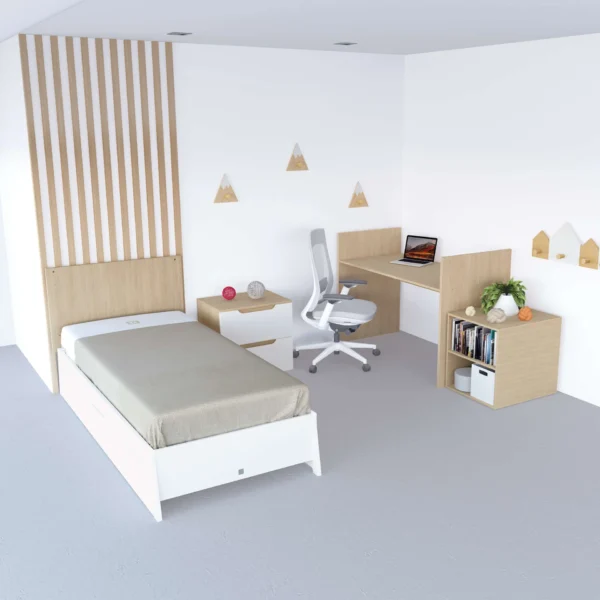 Cuna convertible Zen blanco/ madera 70x140 cm