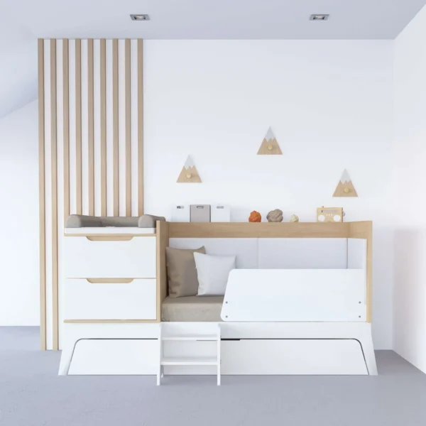 Cuna convertible Zen blanco/ madera 70x140 cm