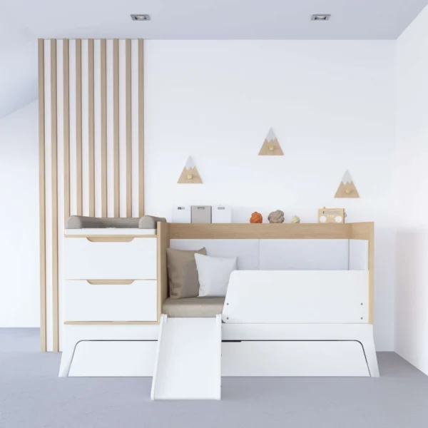 Cuna convertible Zen blanco/ madera 70x140 cm