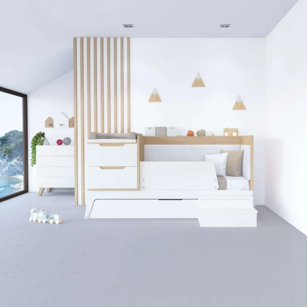 Cuna convertible Zen blanco/ madera 70x140 cm