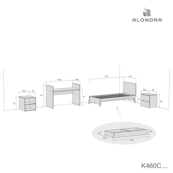 Cuna convertible Zen blanco/ madera 70x140 cm