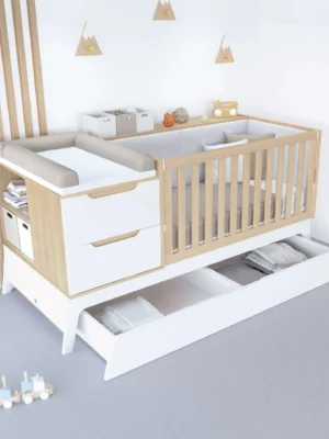 Cuna convertible Zen blanco/ madera 70x140 cm