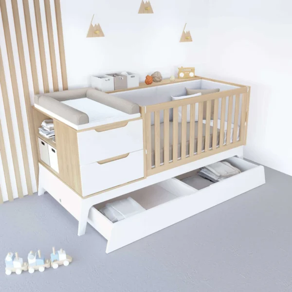 Cuna convertible Zen blanco/ madera 70x140 cm