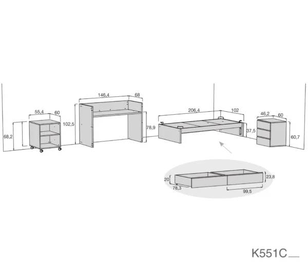 Cuna convertible Sero Kubo Blanca 70x140 cm