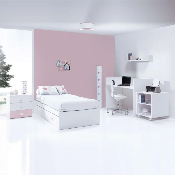 Cuna convertible Sero Bubble Blanco/Rosa 70x140 cm