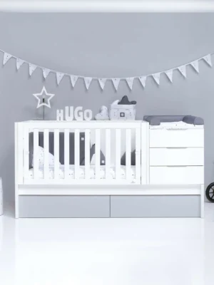 Cuna convertible Sero More Blanca/Gris 70x140 cm