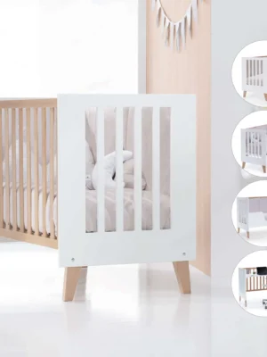 Cuna colecho Nexor madera/blanca 60x120 cm (4en1)