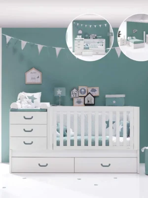 Cuna convertible Sero Joy Verde-Agua 70x140 cm