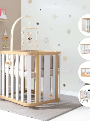Minicuna-cuna-cama-escritorio Crea Plus Tre madera/blanco (4en1)