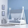 Cama cabaña Montessori blanca Homy XL Alba Blu 90x200