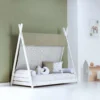 Cama cabaña Montessori blanca Homy XL Natura 90x200